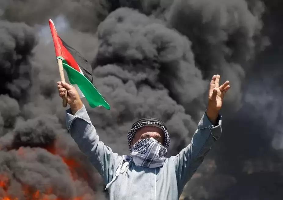 Seorang pria memegang bendera Palestina (Foto: Istimewa)