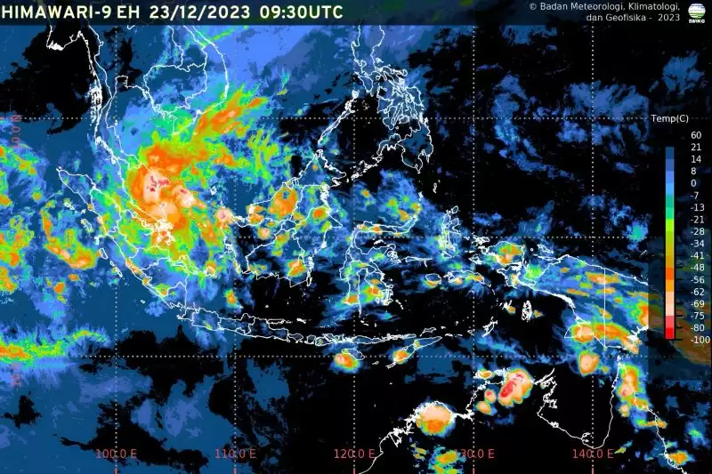 Tangkapan layar kondisi cuaca di Indonesia. (Foto: ANTARA/HO-BMKG)