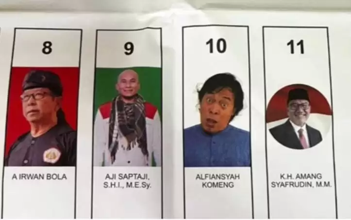 Foto surat suara Caleg DPD, untuk Dapil Provinsi Jawa Barat Alfiansyah Bustami Komeng (Foto: Tangkapan layar/@dedemuly)