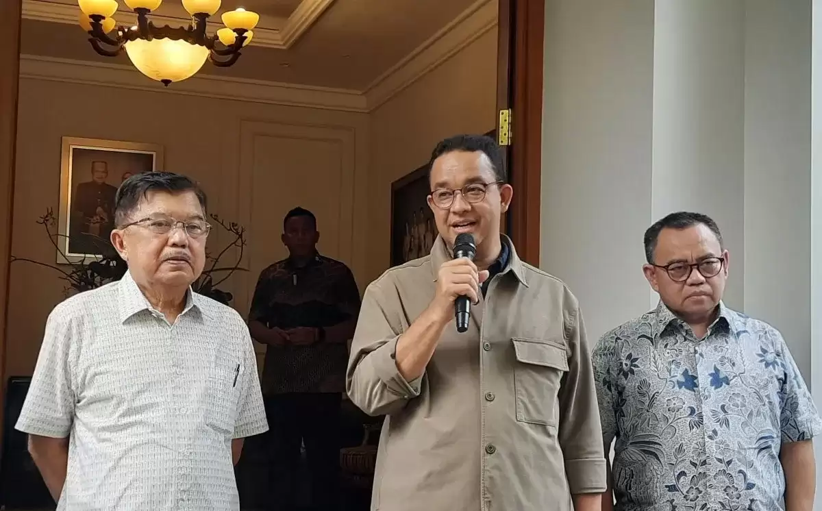 Wakil Presiden ke-10 dan ke-12 RI Jusuf Kalla bersama bakal capres Koalisi Perubahan Anies Baswedan di kediaman JK (Foto: Antara)