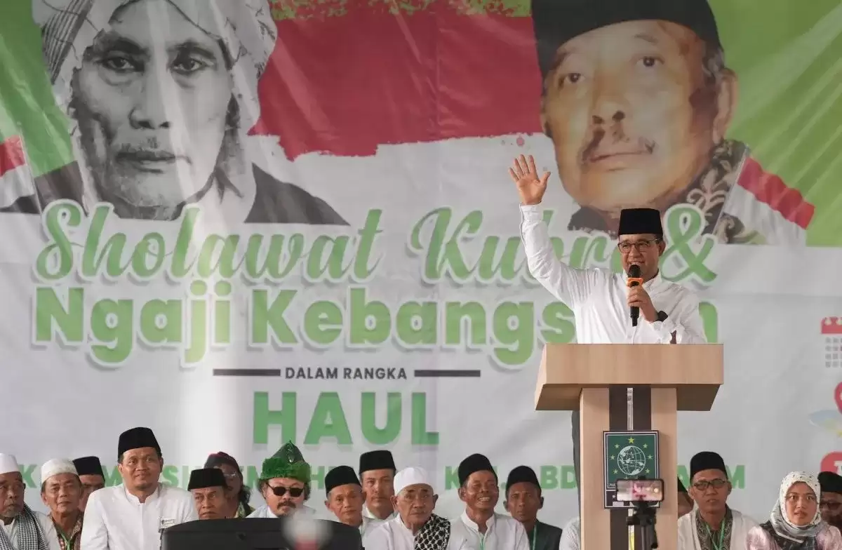 Calon Presiden RI Anies Baswedan saat berkampanye di Lampung Timur, Lampung, Minggu (14/1) (Foto: Antara)