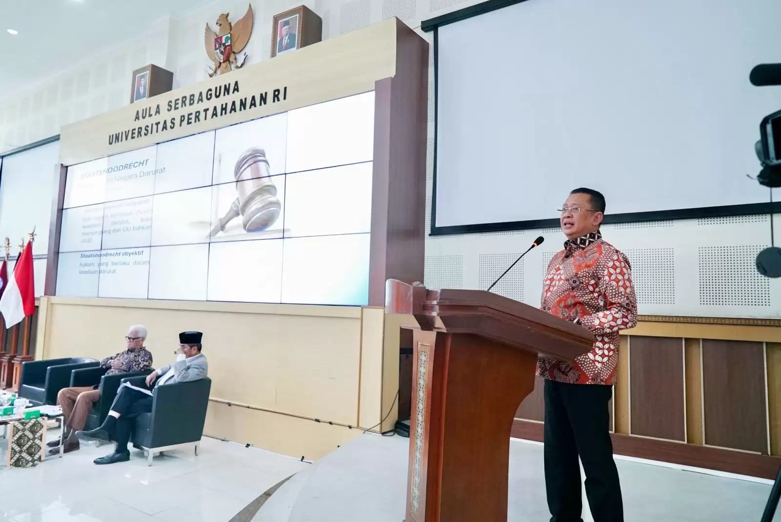 Bambang Soesatyo dalam acara Workshop Pembentukan Prodi S2 Hukum Keadaan Darurat, di kampus UNHAN RI, Bogor, Kamis (7/3/24)