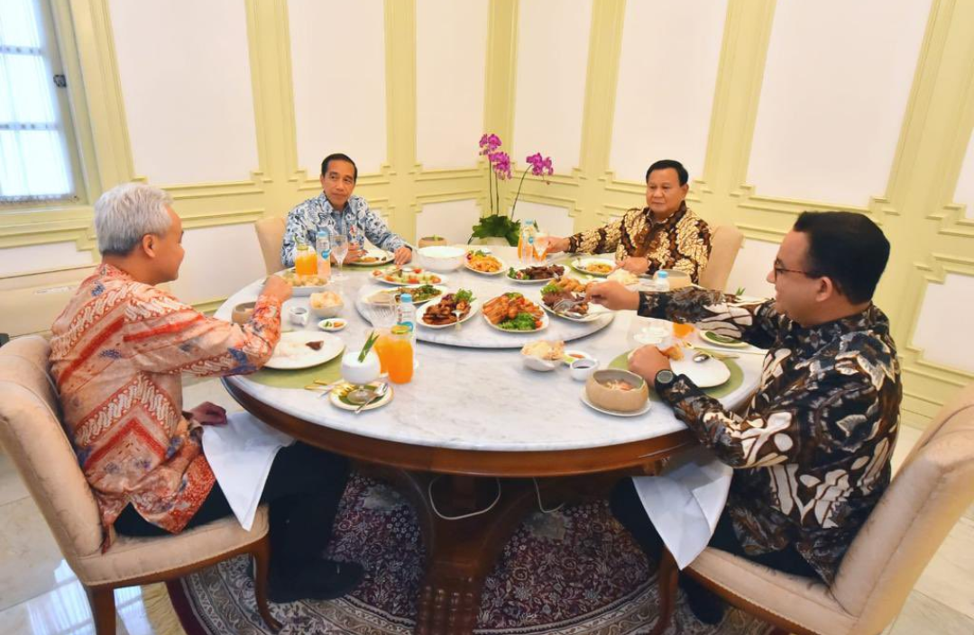 Pertemuan Presiden Joko Widodo dengan ketiga bacapres di Istana Negara. (Foto: Media Sosial X Anies Baswedan/MI)
