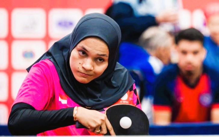 Atlet para tenis meja Indonesia Leli Marlina saat bertanding pada kejuaraan ITTF Astana Para Open 2024 di Astana, Kazakhstan, yang bergulir pada 1-3 Maret 2024. (Foto: ANTARA)