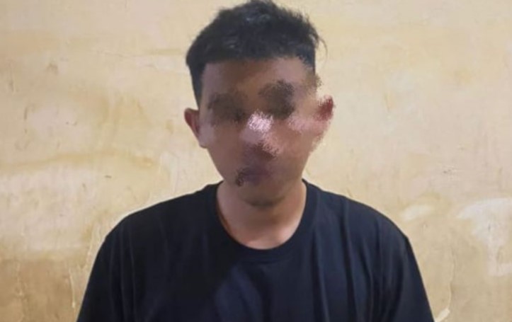 Tersangka BA (28) pelaku TPPO yang ditangkap oleh tim Satreskrim Polres Merangin di Merangin, Senin (4/3/2024. (Foto: ANTARA)