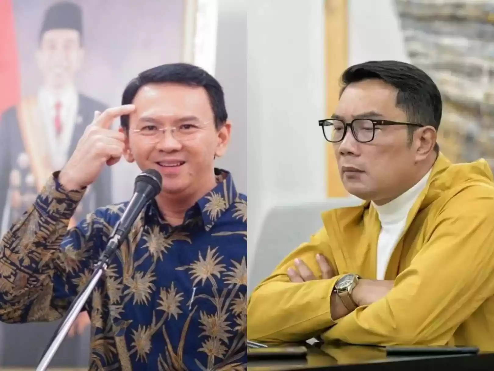 Foto kolase - Basuki Tjahaja Purnama alias Ahok (kiri) dan Ridwan Kamil (kanan).