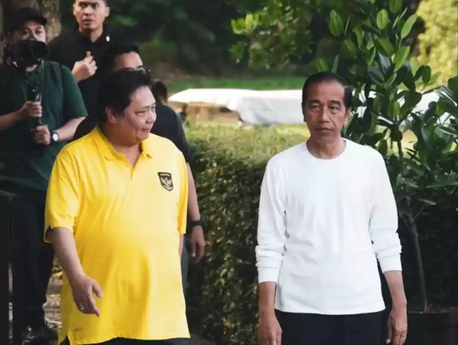 Ketua Umum Partai Golkar Airlangga Hartarto (kiri) dan Presiden Jokowi (kanan). (Foto: Ist)