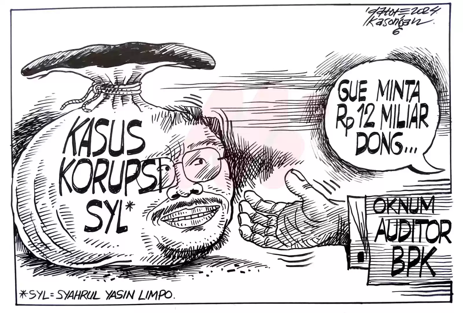 Karikatur - Ilustrasi oknum Auditor BPK RI minta duit Rp 12 miliar kepada Kementerian Pertanian (Kementan) (Foto/Karikatur: Dok MI/Gatot Eko Cahyono)