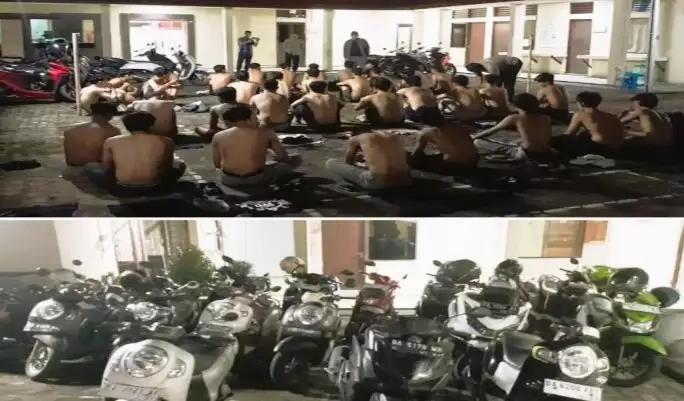 38 pelaku balap liar ditangkap Polsek Banjarmasin Tengah dan 21 unit sepeda motor diamankan. (Foto: ANTARA)