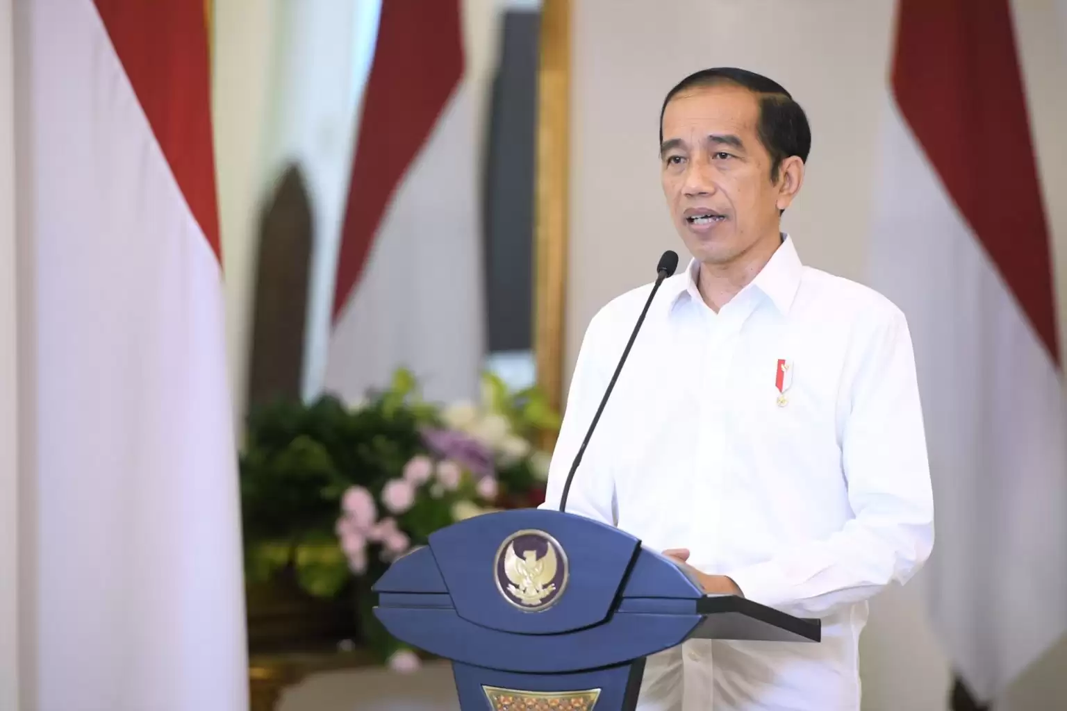Presiden Joko Widodo memberikan pernyataan pers terkait UU Cipta Kerja (Foto: Setpres)