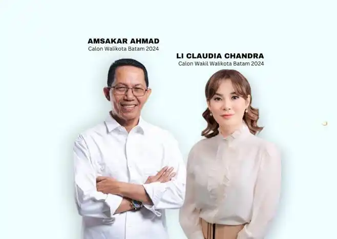 Calon Wali Kota Batam Amsakar Achmad (kiri) dan Li Claudia Chandra (kanan) (Foto: Istimewa)