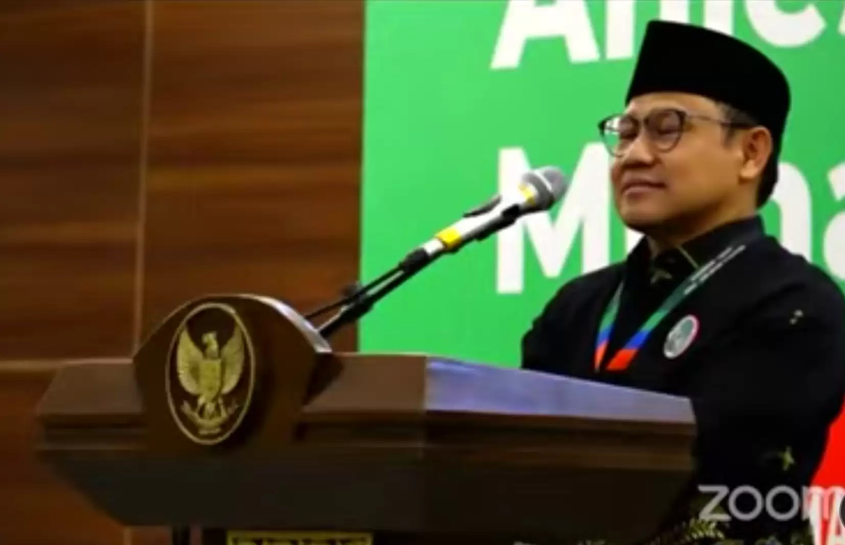 Tangkapan Layar Virtual - Muhaimin Iskandar saat Memberikan Sambutan di acara Deklarasi HMI di Jakarta, Rabu (27/12).