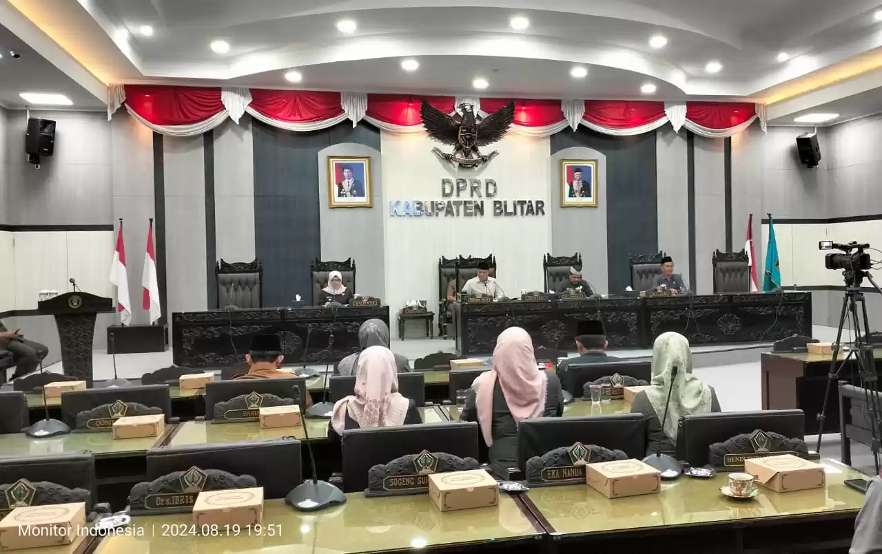 Suasana saat rapat paripurna DPRD Kabupaten Blitar, di Graha Paripurna (Foto: Dok MI/Joko Prasetyo)
