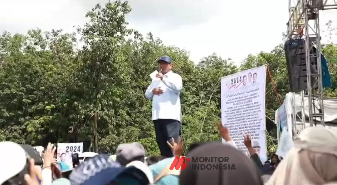Prabowo Subianto dihadapan pendukung dalam acara Deklarasi 10.000 Orang Sahabat Bang Ara & Kang Jimat, Sabtu (27/1)  (Foto: Dok MI)