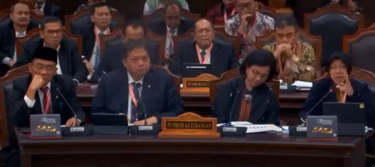 Empat menteri Kabinet Indonesia Maju bersaksi di sidang sengketa Pilpres [Foto: Tangkapan Layar]