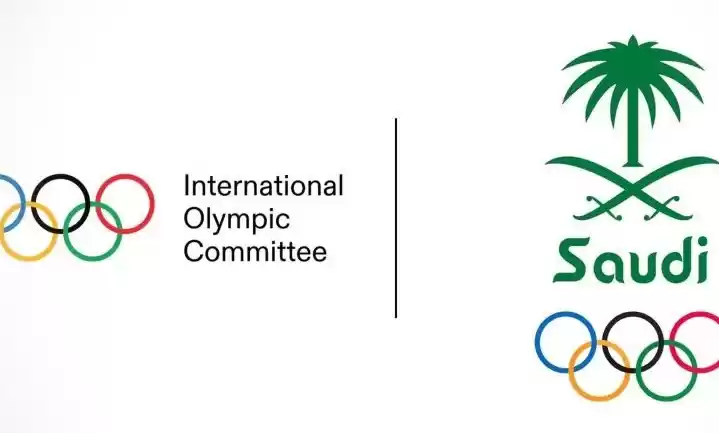 Logo Komite Olimpiade Internasional (IOC) dan Komite Olimpiade Nasional (NOC) Arab Saudi. (Foto: Antara)