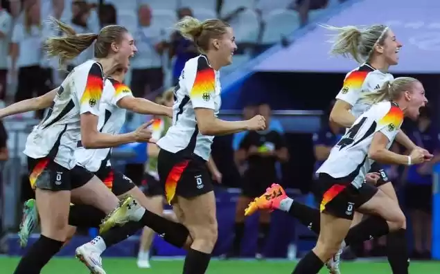 Para pemain Timnas Jerman merayakan keberhasilan mereka melaju ke semifinal Olimpiade Paris 2024. (Foto: Antara)