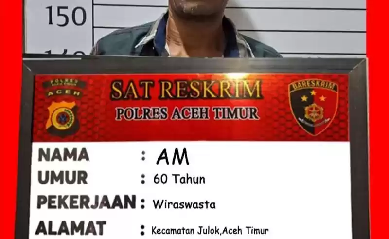 Terduga rudapaksa diamankan di Polres Aceh Timur, Selasa (21/5/2024). (Foto: Antara)