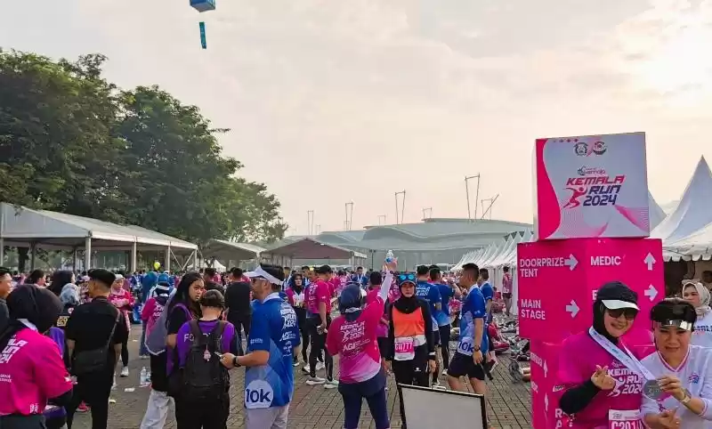 Sejumlah peserta Kemala Run 2024 saat memadati lokasi event olahraga lari di ICE BSD, Kabupaten Tangerang, Banten.(Foto: Antara)