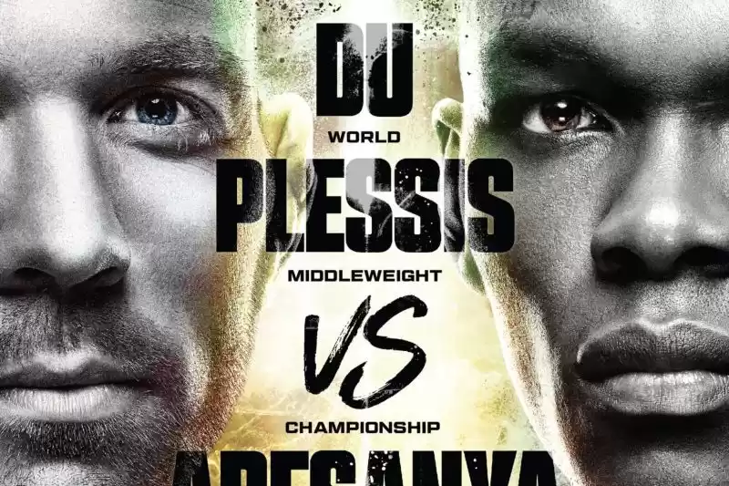 Poster terbaru UFC 305 yang mengungkap pertemuan petarung Dricus du Plessis lawan Israel Adesanya. (Foto: Antara)