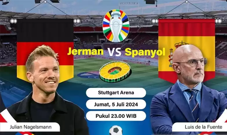 Babak perempat final Piala Eropa 2024 Jerman vs Spanyol. (Foto: Antara)
