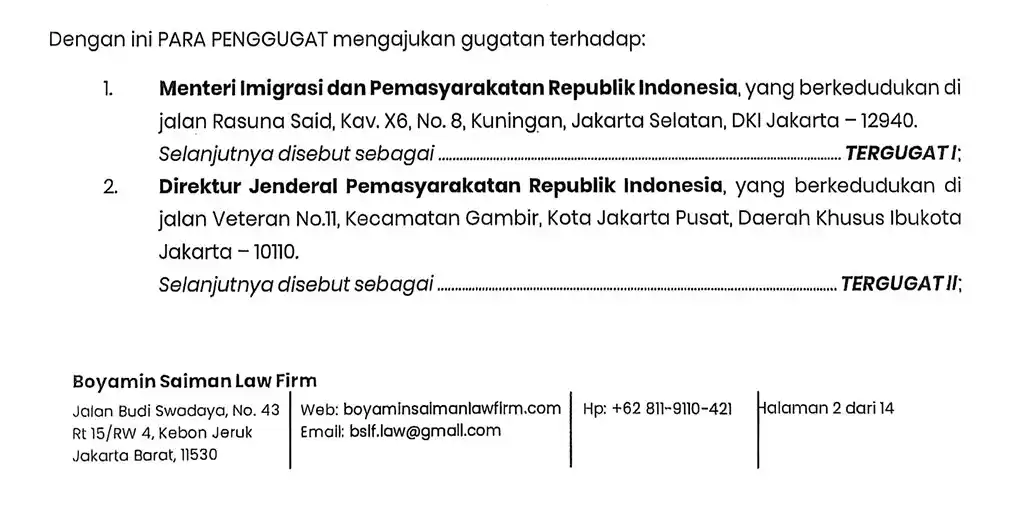 Menteri Imipas dan Dirjenpas Digugat atas Pembebasan Bersyarat Setnov Gugatan dengan nomor perkara 357/G/2025 diajukan ke Pengadilan Negeri Tata Usaha (PTUN), Jakarta. (Foto: Dok MI)