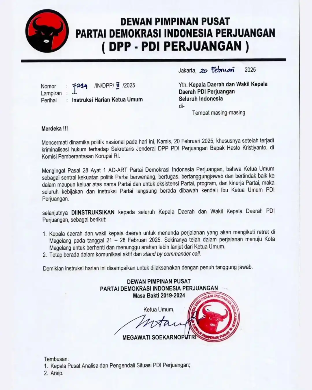 Instruksi Megawati Usai Hasto jadi Tahanan KPK