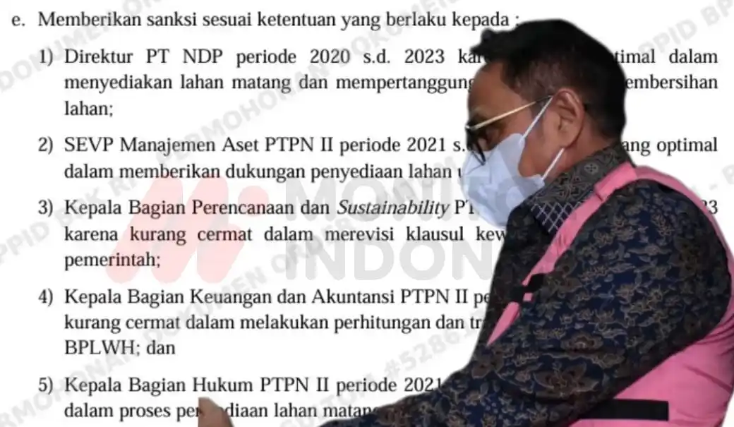 Iwan Peranginangin - Laporan Hasil Pemeriksaan (LHP) Kepatuhan atas Pengelolaan Pendapatan, Beban, dan Kegiatan Investasi Tahun 2021 sampai dengan Tahun 2023 pada PTPN II dan Instansi Terkait di Sumatra Utara dan DKI Jakarta dengan Nomor 26/LHP/XX/8/2024 tanggal 30 Agustus 2024 (Foto: Dok MI)