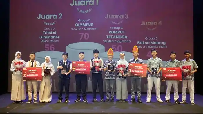 12 tim terbaik kompetisi cerdas cermat Ilmupedia Berani Jawab (IBJ) Season 6 ikuti Semifinal - Final di Jakarta, memperebutkan gelar juara dan total hadiah ratusan juta Rupiah. [Foto: Doc. Telkomsel]