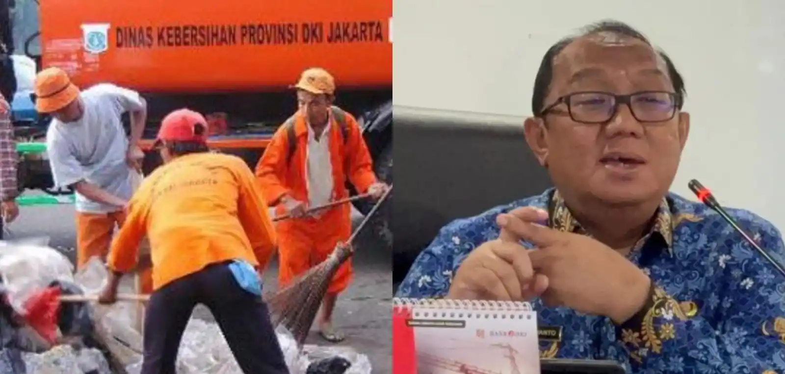 Kepala Dinas Lingkungan Hidup DKI Jakarta Asep Kuswanto berharap uji coba penerapan retribusi sampah bisa dilakukan mulai Desember 2024 (kanan) dan petugas kebersihan (kiri) (Foto: Kolase MI/Diolah dari berbagai sumber)
