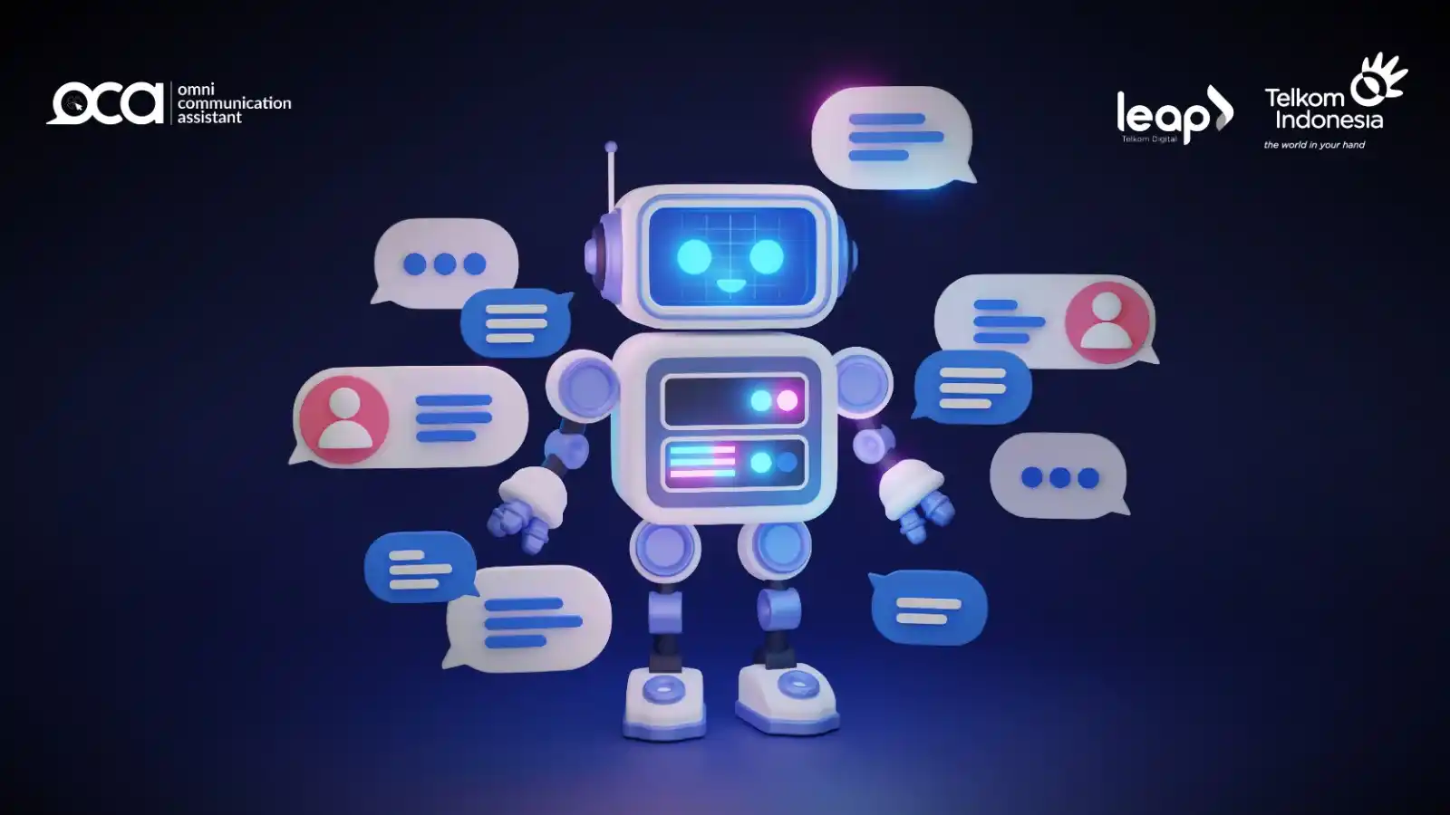 OCA AI dari Telkom hadirkan chatbot builder drag and drop tanpa coding. Bangun chatbot untuk WhatsApp, Instagram, dan website dengan mudah. (Foto: Dok MI/Telkom)