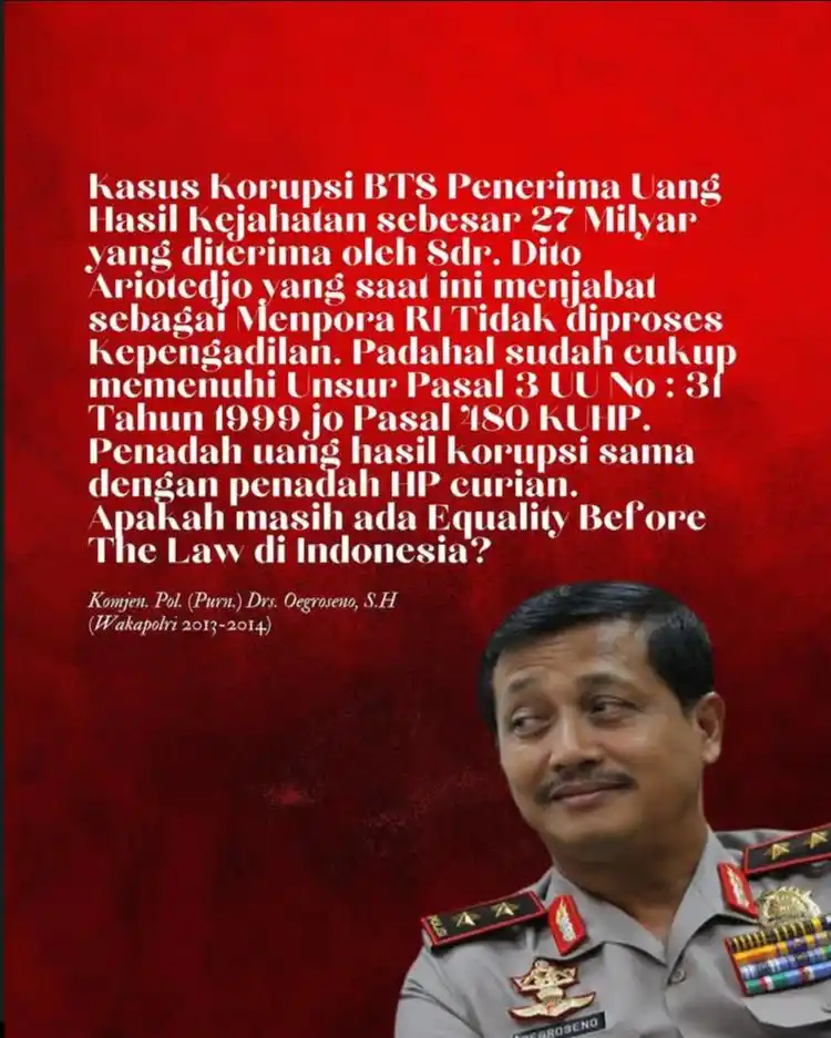 Menpora Dito dan Nistra Yohan Lolos dari Korupsi BTS Kominfo