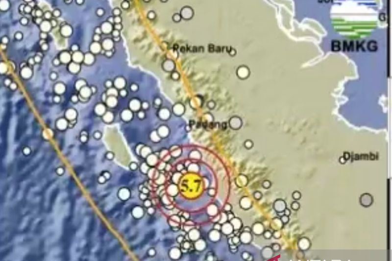 BMKG mencatat gempa berkekuatan M 5,7 terjadi di Sumbar. (Foto: ANTARA)