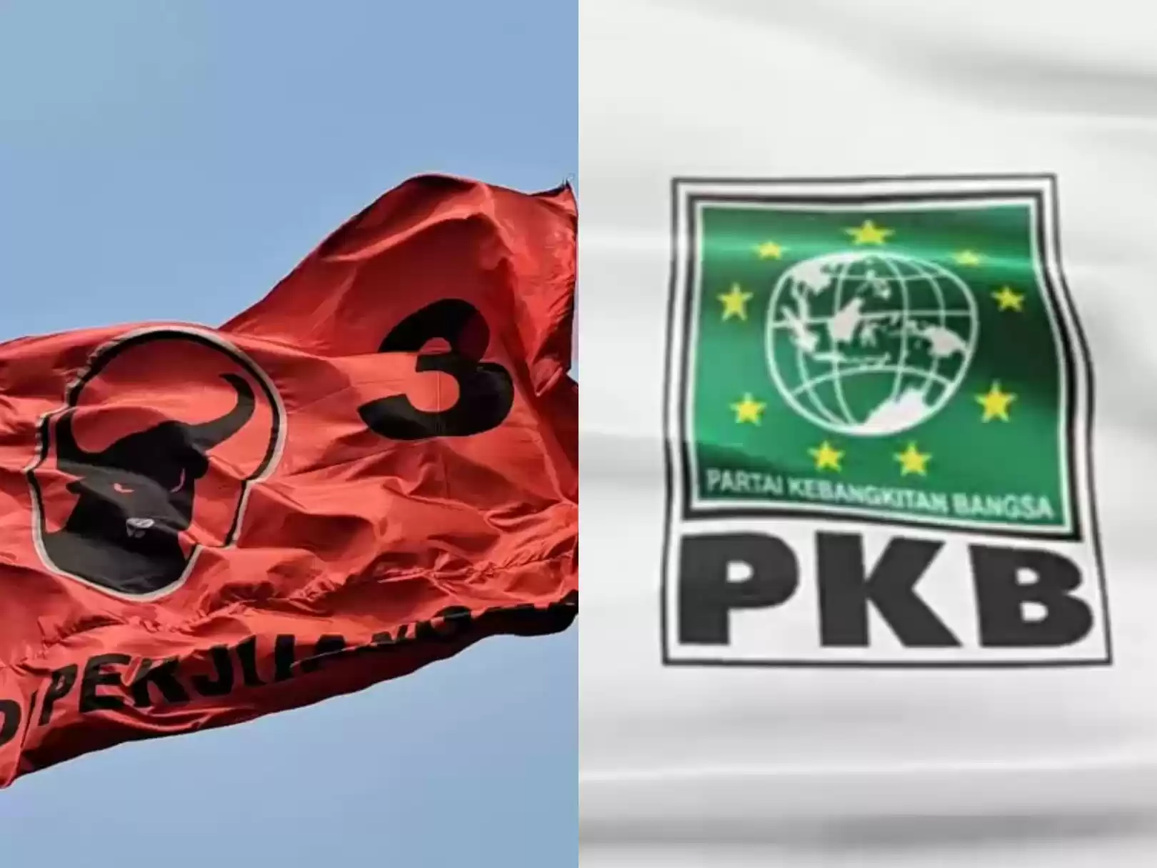 Kolase Bendera PDIP dan PKB (Foto: Dok MI)