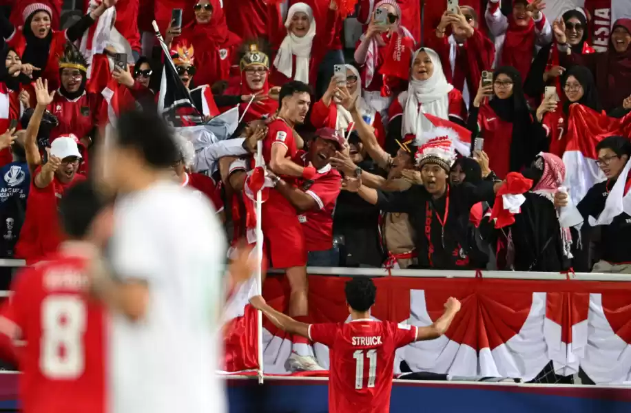Pemain Timnas Indonesia U-23 Ivar Jenner saat melakukan selebrasi usai membuka keunggulan bagi Indonesia atas Iraq (Foto: PSSI)