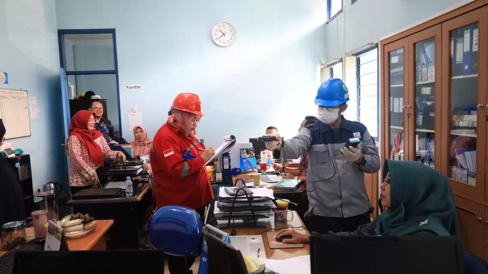 Kabupaten Tangerang melakukan pemantauan dan pengukuran lingkungan kerja sebagai wujud dan Upaya dalam implementasi SMK3 di kantor pusat PERUMDAM TKR (Foto: MI/Hms)