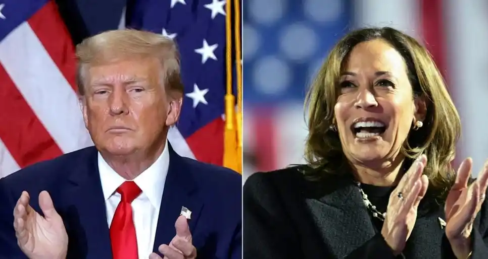 Kombinasi foto: Capres Partai Republik Donald Trump dan Capres Demokrat Kamala Harris