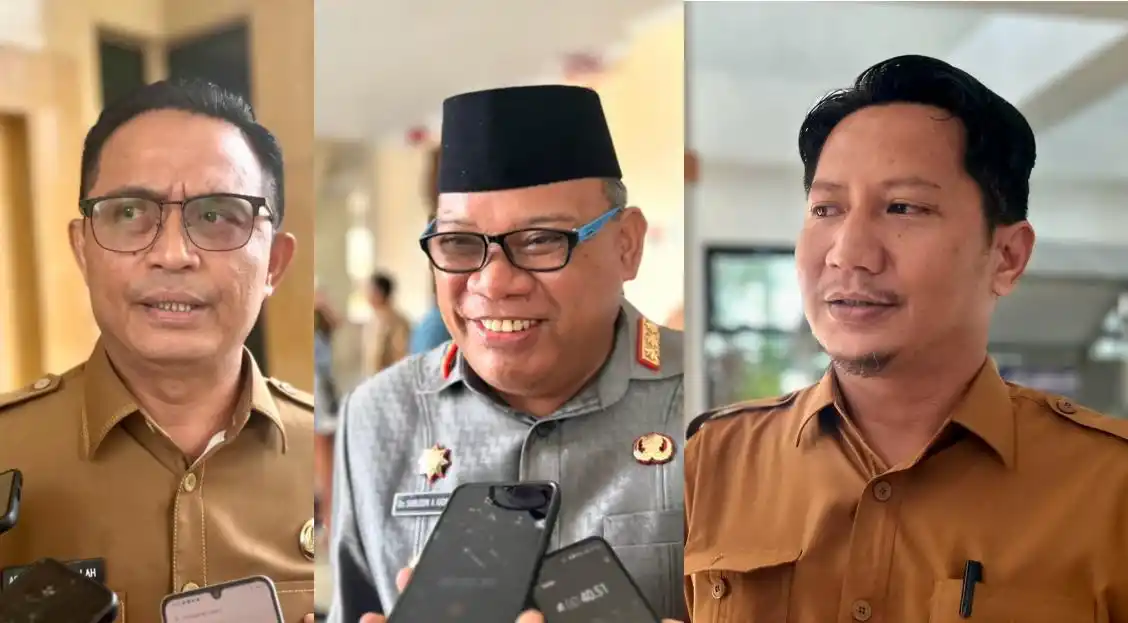 Pj Gubernur Malut, Samsuddin Abdul Kadir (tengah), Pj Sekda Malut, Abubakar Abdullah (kanan), dan Kepala Bappeda Malut, Muhammad Sarmin S. Adam (kiri) (Foto: MI/Rais Dero)