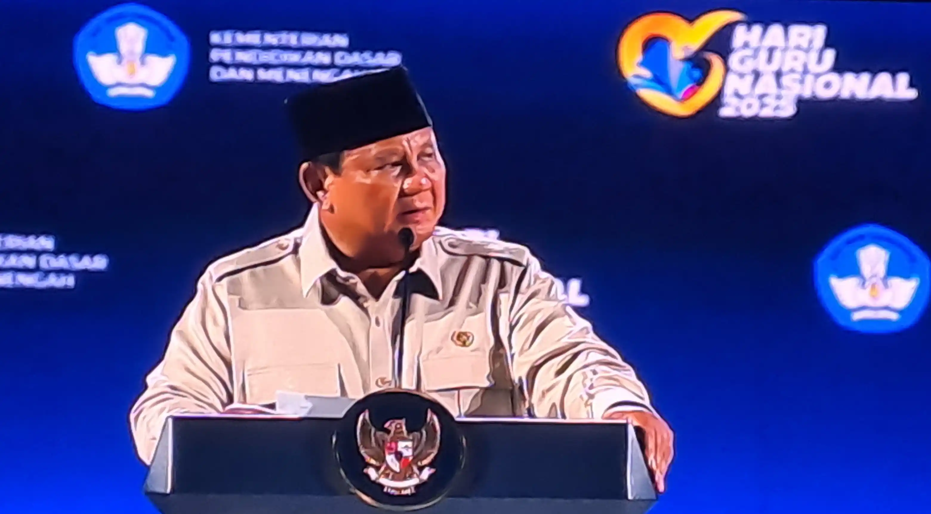 Presiden Prabowo Subianto menghadiri Puncak Peringatan Hari Guru Nasional Tahun 2025.(Foto. Rizal Siregar)