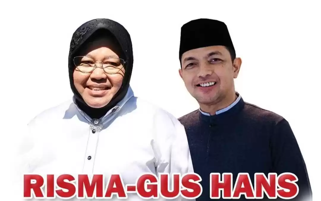 Bakal pasang cagub-cawagub Jawa Timur, Tri Rismaharini dan KH Zahrul Azhar Asad (Gus Hans). (Foto: Ist)