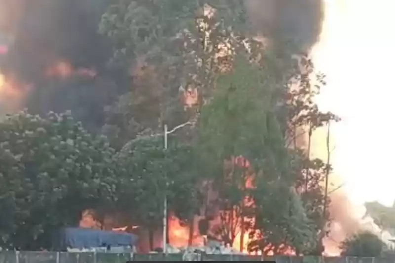 Ratusan rumah semi permanen di kawasan Taman Hutan Kota Penjaringan Jakarta Utara, Rabu (14/8/2024) kebakaran. [Foto: Ist]