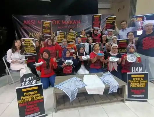 Para aktivis JALA PRT siap menggelar aksi protes mogok makan untuk mendorong pengesahan segera RUU PPRT (Foto: Istimewa)