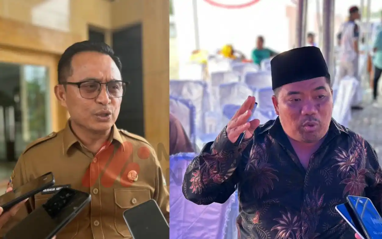 Pj Sekda Malut, Abubakar Abdullah (kanan) dan Ketua Panitia HUT, Marwan Polisiri (kiri) (Foto: MI/Rais Dero)