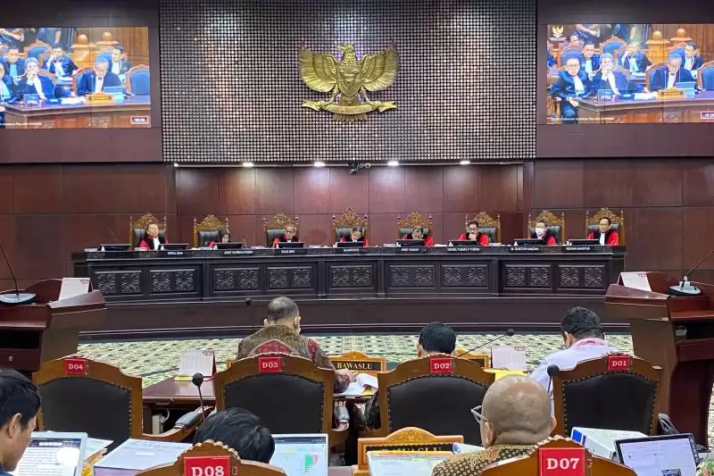 Sidang lanjutan Perselisihan Hasil Pemilihan Umum (PHPU) Pilpres 2024 di Gedung I Mahkamah Konstitusi RI, Jakarta, Rabu (3/4/2024). [Foto: ANTARA]