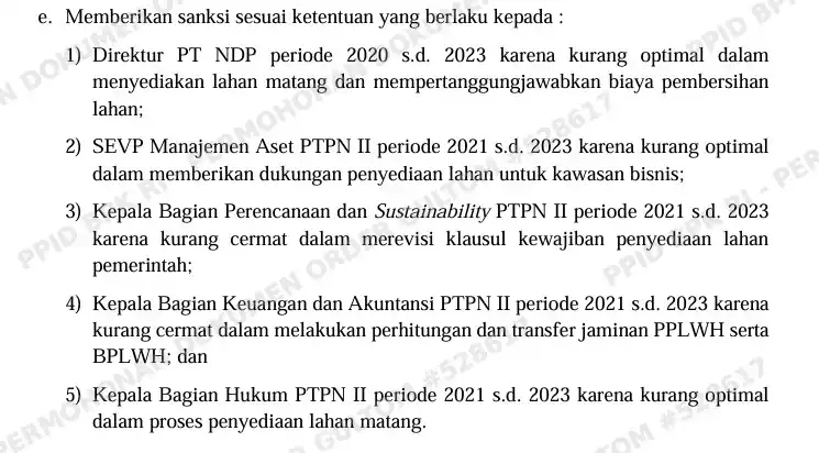 Laporan Hasil Pemeriksaan (LHP) BPK RI soal Kepatuhan atas Pengelolaan Pendapatan, Beban, dan Kegiatan Investasi Tahun 2021 sampai dengan Tahun 2023 pada PTPN II dan Instansi Terkait di Sumatra Utara dan DKI Jakarta dengan Nomor 26/LHP/XX/8/2024 tanggal 30 Agustus 2024 (Foto: Dok MI)