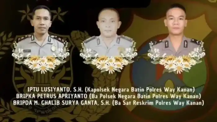 3 Polisi yang Ditembak saat Gerebek Sabung Ayam [Foto: Doc. Humas Polda Lampung]